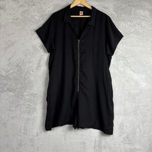 Smash + Tess Women Black Tencel Half Zip Short Sleeve Romper XXL Comfy Lounge